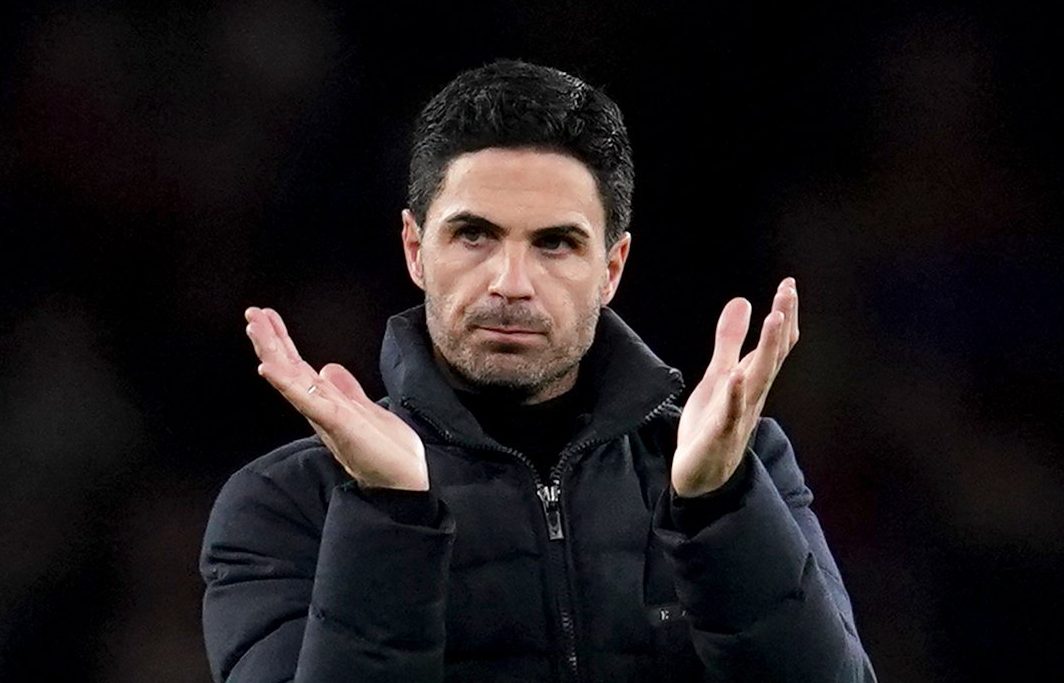 Arsenal manager Mikel Arteta applauds the fans at full time after the Premier League match at the Emirates Stadium, London. Picture date: Sunday March 13, 2022. PA Photo. See PA story SOCCER Arsenal. Photo credit should read: Nick Potts/PA Wire. RESTRICTIONS: EDITORIAL USE ONLY No use with unauthorised audio, video, data, fixture lists, club/league logos or 