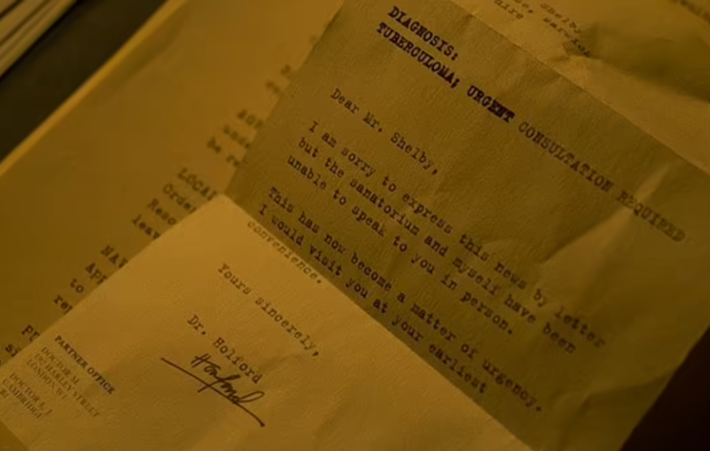 peaky blinders tommy shelby letter from doctor