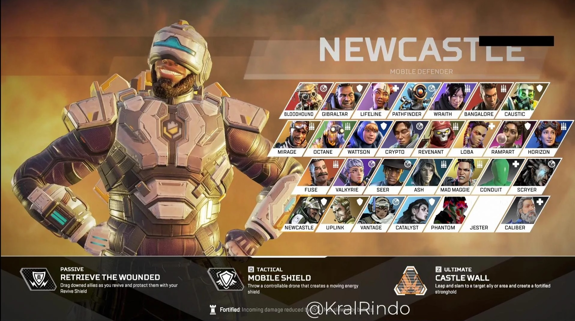 Apex Legends character leak roster screen Newcastle new hero