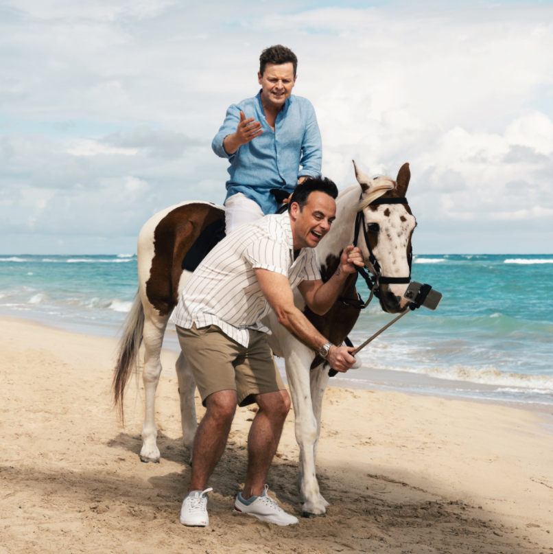 Ant and Dec on a horse 